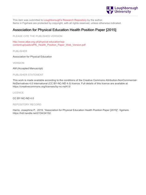 afPE Health Position Paper September 2015 | PDF