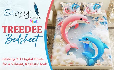 Story@Home Dolphins 7D bedsheet for Double Bed 240TC Premium Cotton ...