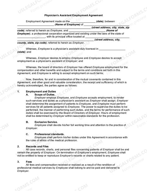 Jersey City New Jersey Physician's Assistant Employment Agreement | US ...