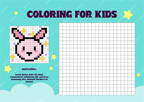 Flaches Design, Vektorkaninchen, Hase. Pixel-Ausmalbilder für Kinder ...