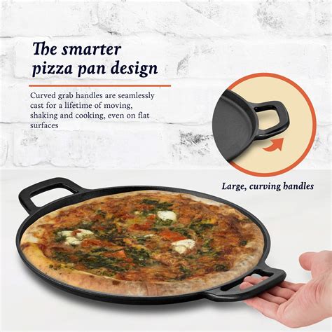 Buy Legend Cast Iron Pizza Pan | 14” Steel Pizza Cooker with Easy Grip ...