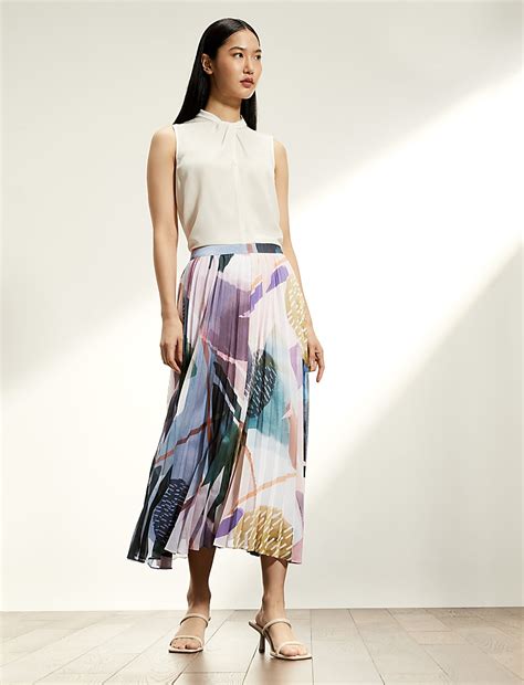 Buy Printed Pleated Midi Skirt at Marks & Spencer