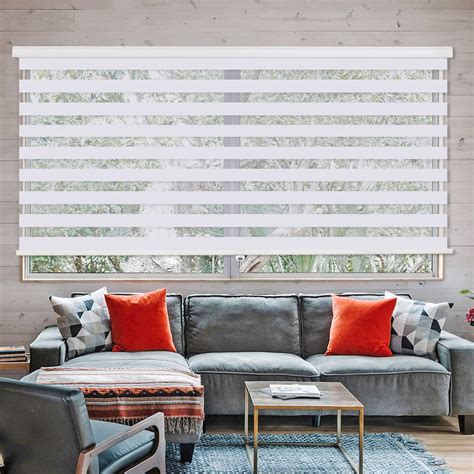 ZOKSUN Cordless Zebra Blinds for Windows, 71" W x 72" H Dual Layer Zebra Roller Shades Blinds ...