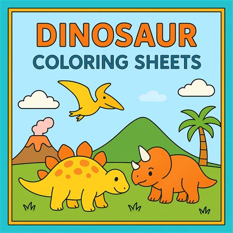Dinosaur Coloring Printable Sheet [4 Sheets] – Color Cubs