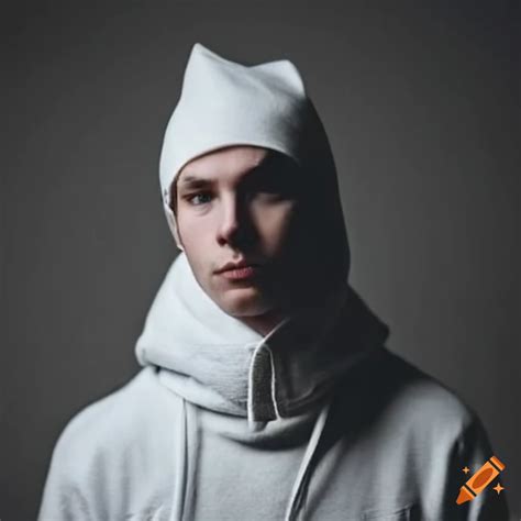 American guy wearing a white hoodie on Craiyon