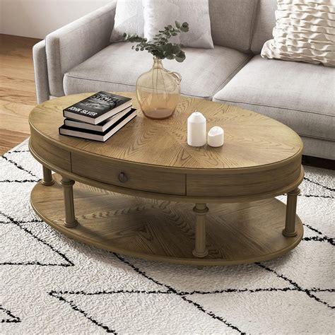 Wooden Oval Coffee Table