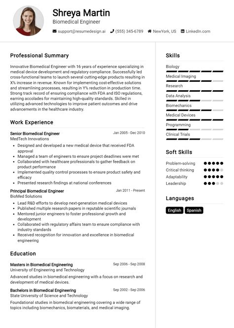 Top 22 Biomedical Engineer Resume Objectives and Summaries in 2025 - ResumeDesign.ai