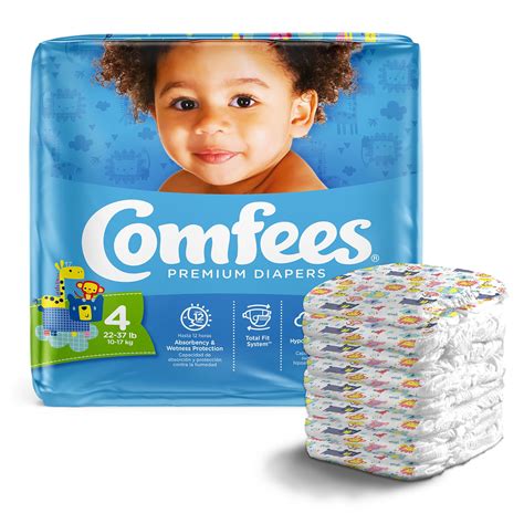 Comfees Baby Baby Diaper Size 4, 12 hour protection 22 to 37 lbs., 31 ...