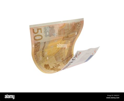 50 Euro banknote flying on white background Stock Photo - Alamy