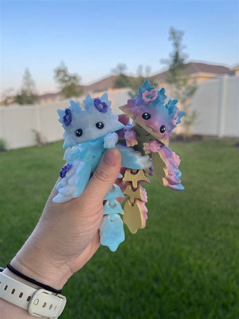 Cute Mini Kosha Axolotl Flower Dragon 3D Print - Customizable Colors ...