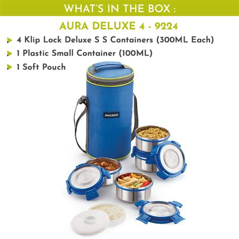 Buy Magnus Aura 4 Deluxe Stainless Steel Lunch Box for Kids | Airtight ...