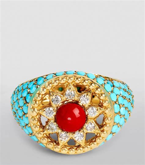 L'ATELIER NAWBAR Yellow Gold, Diamond and Mixed Stone Arabesque Pinky ...