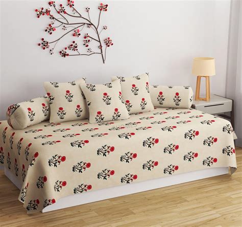 SHOMES Pure Soft Cotton Floral Printed Diwan Set Covers 6 Pieces - 1 ...