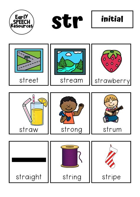 str – initial – Articulation Sheet – Early Speech Resources