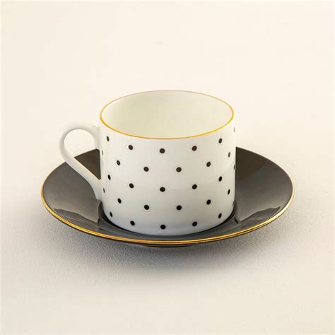 Buy Andrey Polka Dot Bone China Cup and Saucer - 250ml from Home Centre ...