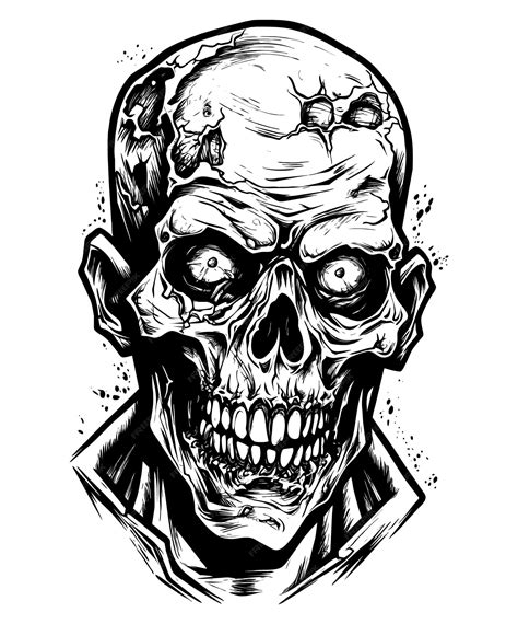 Zombie Skull Drawing
