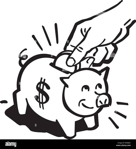Piggy Bank Clip Art Black And White