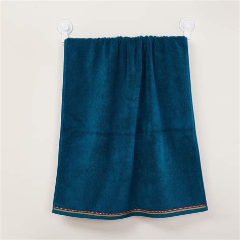 Home Centre India Inspired Solid Cotton Bath Towel (70 x 150 cm, Blue ...
