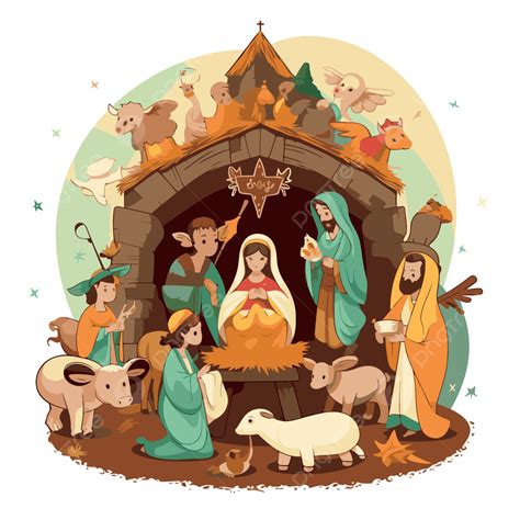 Free Nativity Scene Vector, Sticker Clipart Christmas Nativity Scene ...