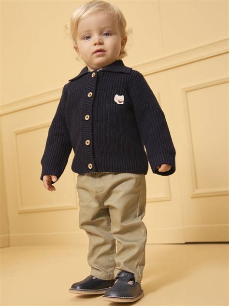 ПЛЕТЕНА ЖИЛЕТКА С ЯКА ЗА БЕБЕ МОМЧЕ LAKRIS | Sergent Major BG