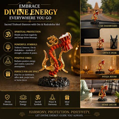 🔱 Divine Protection Combo – Golden Trishool-Damroo with Om & Rudraksha ...