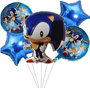 TOYXE Sonic The Hedgehog Theme Foil Balloons Set of 5 Pcs, Blue ...