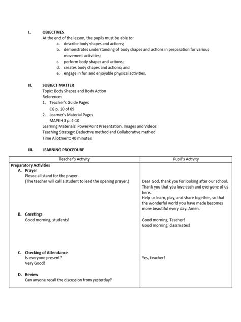 Image result for Pe Lesson Objectives