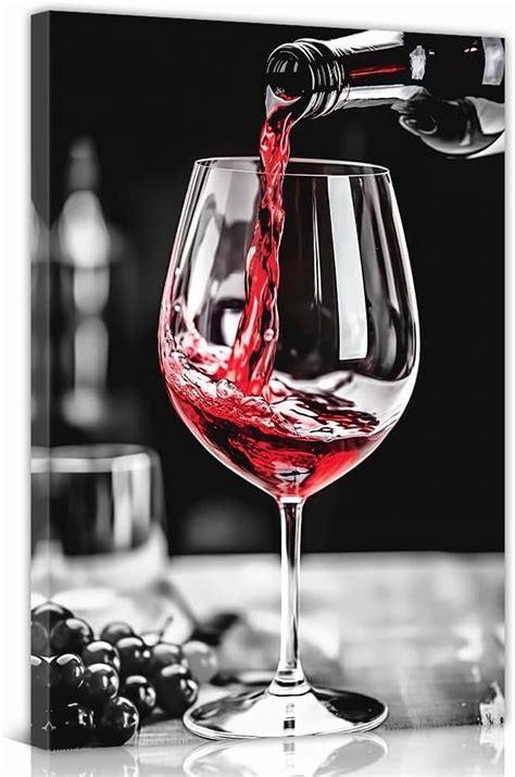 Blue Wine Wall Art Rose and Wine Canvas Painting Wine Glass Poster ...