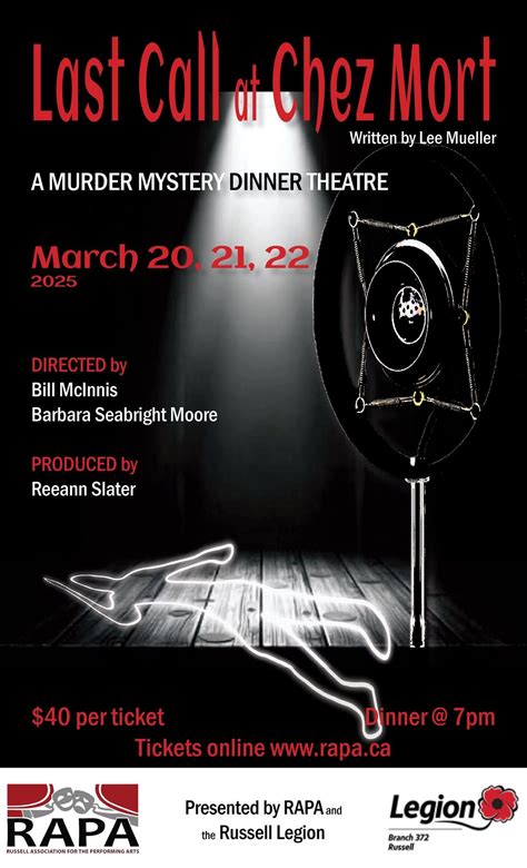 Murder Mystery Dinner Event, 24 Legion Lane, Russell, ON, Canada ...