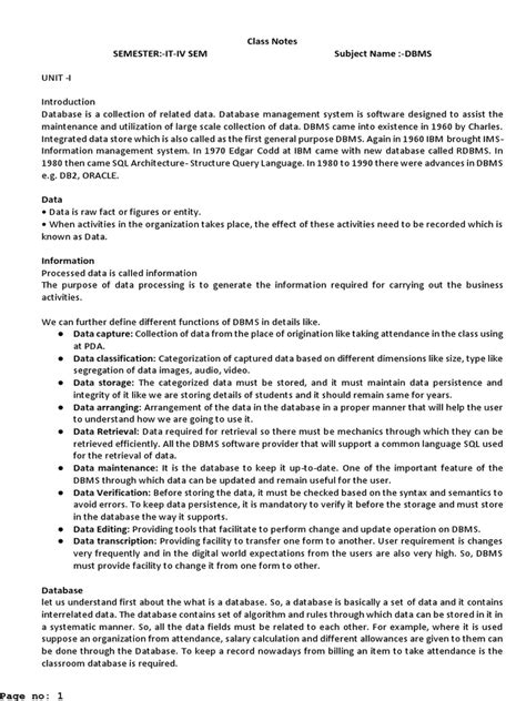 Image result for Database Management System PDF Notes