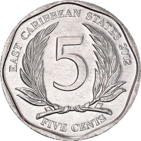 Eastern Caribbean States Coin 5 Cents | Queen Elizabeth II | Palm ...