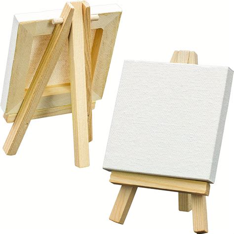 3pcs 3x3 Inch Mini Canvas Easel Set Small Stretched White Blank Canvas ...
