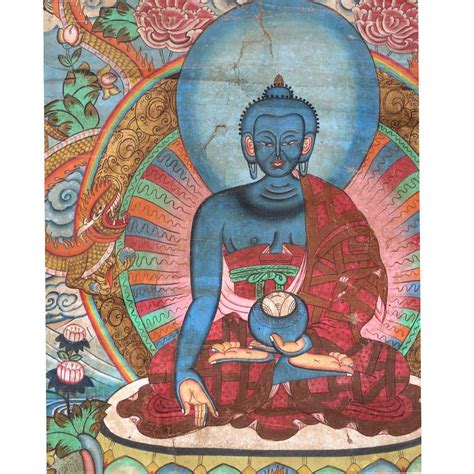 Tibetan Thangka Painting Of Buddha of Medicine