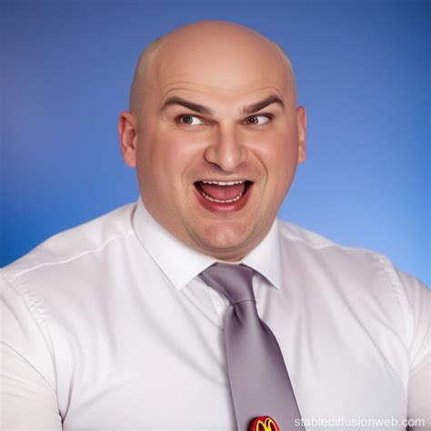 a fat bald white guy car salesman is with his young son they are in a ...