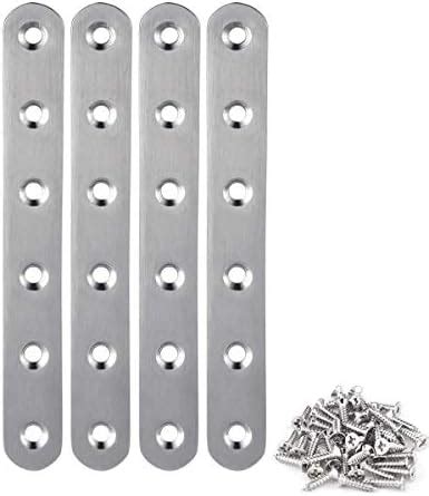 4 Pieces Stainless Steel Straight Brace (6.2 x 0.8 Inch, 20 x 158 mm ...