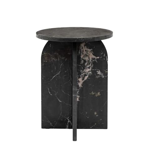 Natural Round Black Marble Side Table