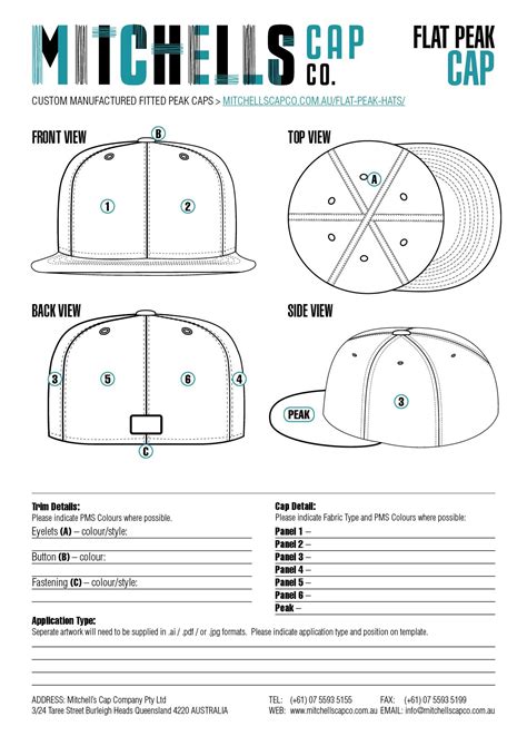 Flat Peak Cap Template - DIY Hat Patterns to Sew