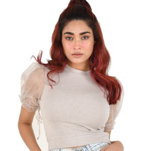 Blouse - Buy Beautiful Organza Puffy Sleeves Blouse - All Colors ...