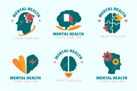Free Vector | Flat mental health logos