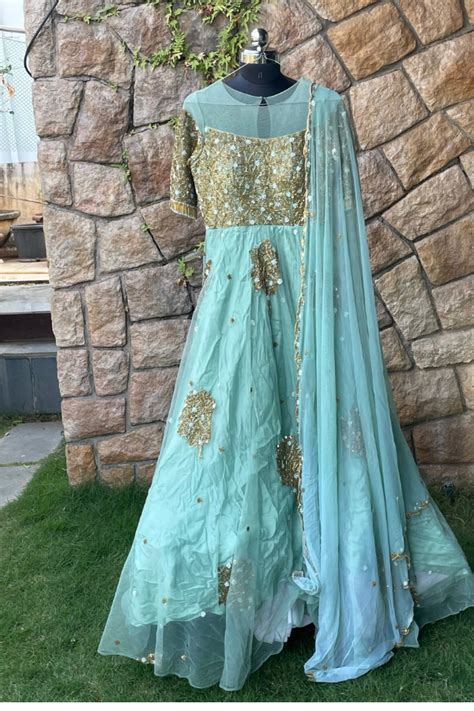 Blue anarkali gown – Kuro Clothing India