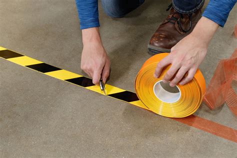 BRADY Floor Marking Tape: Extra-Durable, Striped, Black/Yellow, 2 in x ...