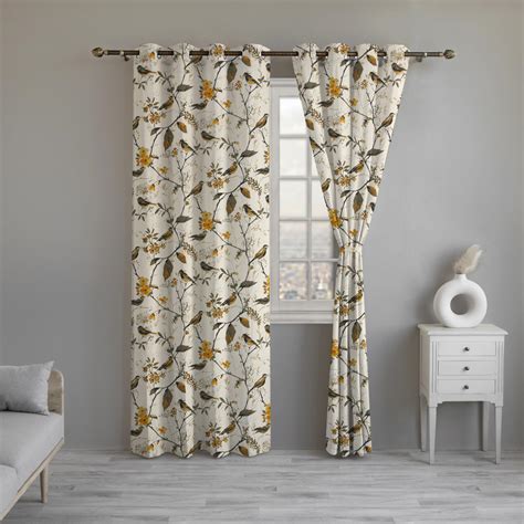 Buy LINENWALAS Decorative Printed Cotton Semi Sheer Curtains 7 Feet ...
