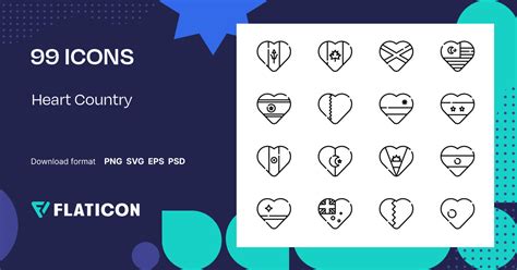 Heart Country Icon Pack | Detailed Outline | 99 .SVG Icons
