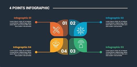 4 stage infographic process diagram with quadrant section central with ...