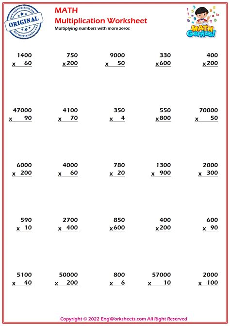 Multiplying numbers with more zeros – EngWorksheets - Images Preview