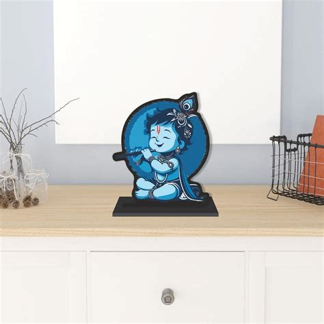 Buy CVANU Wooden Idols & Figurine Table Top Little Krishna Decorative ...