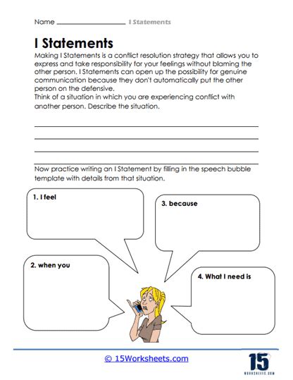 Image result for Communication. I Statements Worksheet