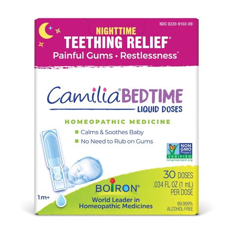 Boiron Camilia Bedtime Teething Drops for Nighttime Relief of Painful ...
