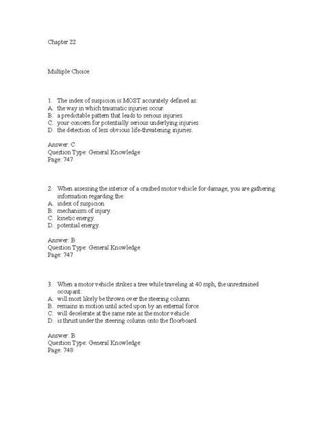Chapter 22 - questions - Chapter 22 Multiple Choice The index of suspicion is MOST accurately ...