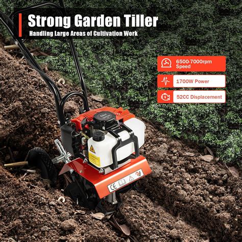 PIAOCAIYIN Gas Mini Tiller Cultivator, 52cc 2-Stroke Rototiller India ...